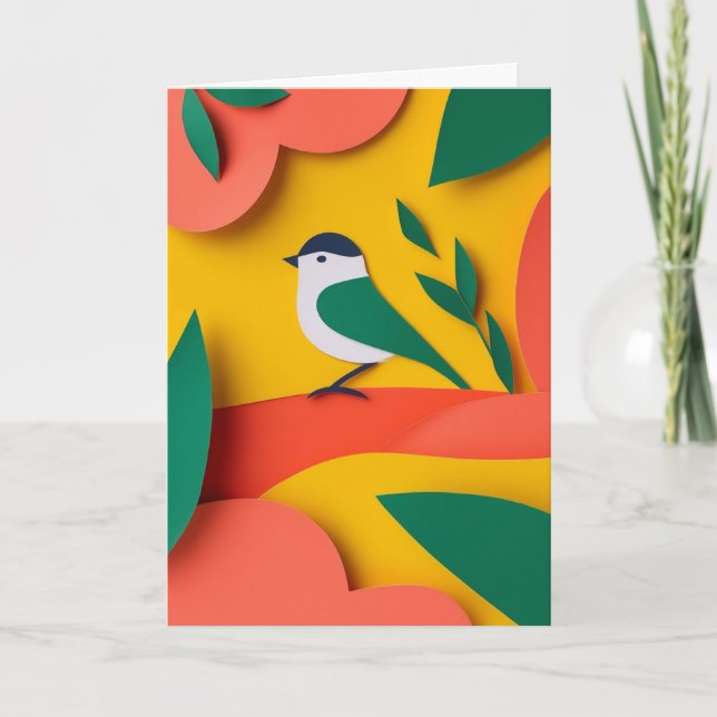 Fröhlicher Vogel Geschenk Sitzstange Karte (Vorderseite)