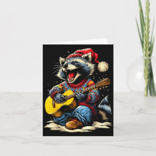 Fröhlicher Waschbär spielt Gitarre Tier Gitarrist Karte