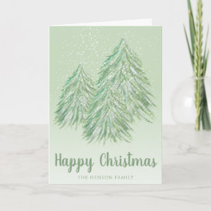 Fröhlicher Weihnachten Grüner Wasserfarben-Weihnac