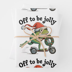 Fröhlicher Weihnachten Xmas Lustiger Frosch Roller Geschenkpapier Set