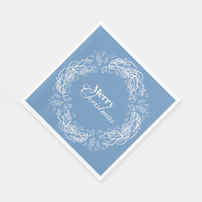 Fröhlicher Weihnachts-Botanikkranz. Serviette (Ecke)