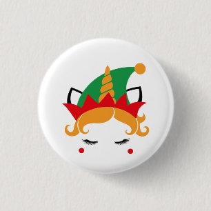 Fröhlicher Weihnachts-Einhorn-Elf-Button Button