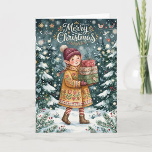 Fröhlicher Weihnachts-Elf Karte