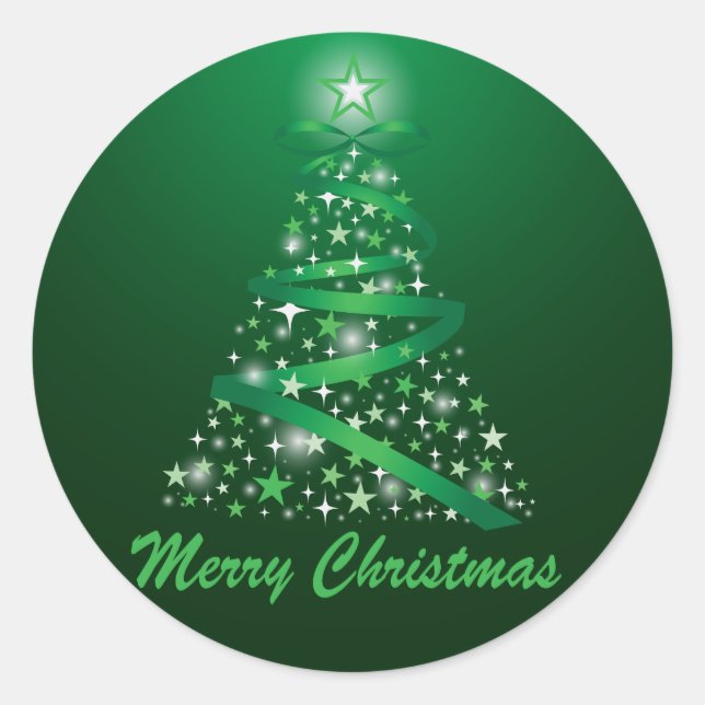 Fröhlicher Weihnachts-Glow-Baum Runder Aufkleber (Vorderseite)