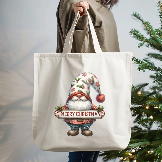 Fröhlicher Weihnachts-Gnom Tragetasche (Von Creator hochgeladen)