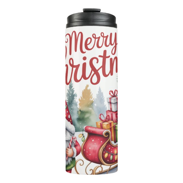 Fröhlicher Weihnachts-Gnom-Tumbler Thermosbecher (Vorderseite)