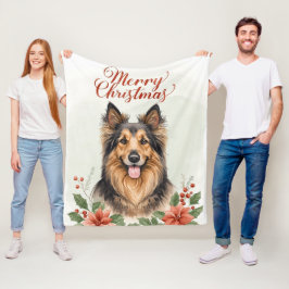 Fröhlicher Weihnachts-Hund Kuscheldecke Winterurla Fleecedecke