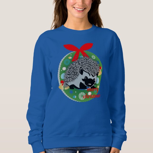 fröhlicher Weihnachts-Igel Sweatshirt (Vorderseite)