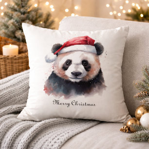 Fröhlicher Weihnachts-Panda, individuell Kissen