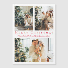 fröhlicher Weihnachts-Rot-Script 3 Fotos Collage M Magnetkarte