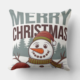Fröhlicher Weihnachts-Schneemann-Dekokissen Kissen