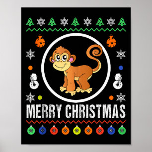 Fröhlicher Weihnachtsaffe Hässlicher Sweater Xmas  Poster