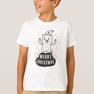 Fröhlicher Weihnachtsbär Schwarz Gold Cartoon Lust T-Shirt
