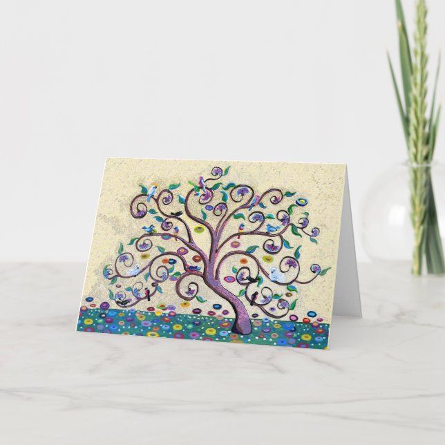 Fröhlicher Weihnachtsbaum des Lebens Feiertagskarte (Vorderseite)