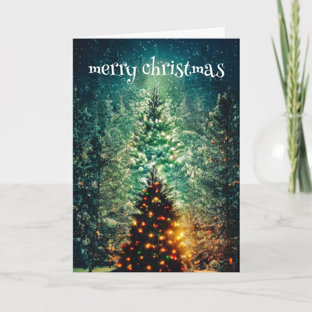 Fröhlicher Weihnachtsbaum Feiertagskarte (Vorderseite)