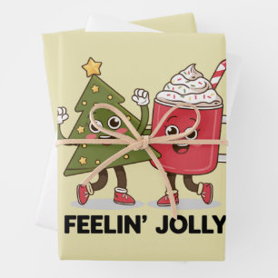 Fröhlicher Weihnachtsbaum Kaffee Liebhaber Winter Geschenkpapier Set