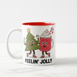 Fröhlicher Weihnachtsbaum Kaffee Liebhaber Winter Zweifarbige Tasse