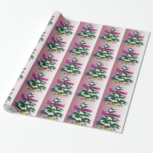 Fröhlicher Weihnachtsbaum Retro-Festtagszeit Geschenkpapier