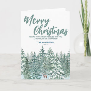 Fröhlicher Weihnachtsbaum Schnee Wald Moderne Rent Karte