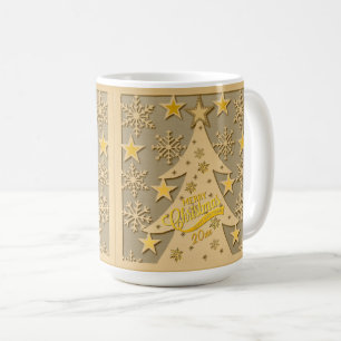 Fröhlicher Weihnachtsbaum, Schneeflocke- und Stern Kaffeetasse