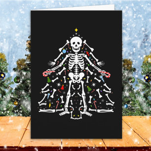 Fröhlicher Weihnachtsbaum Skelett Karte
