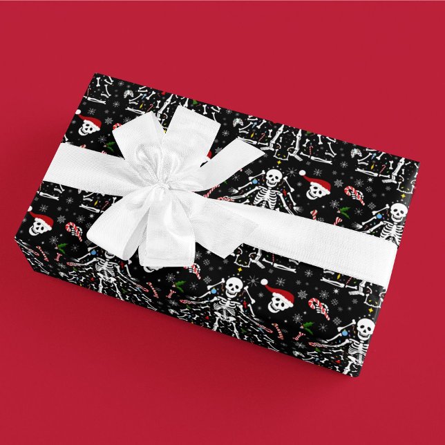 Fröhlicher Weihnachtsbaum Skelett Muster Geschenkpapier (Von Creator hochgeladen)