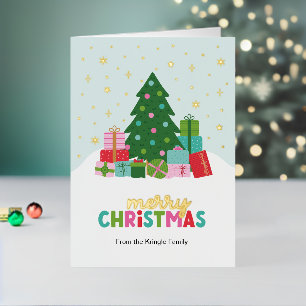 Fröhlicher Weihnachtsbaum und Geschenke in Aqua Bl