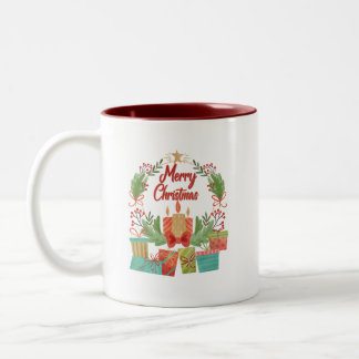 Fröhlicher Weihnachtsbecher - Festliche Feiertags- Zweifarbige Tasse