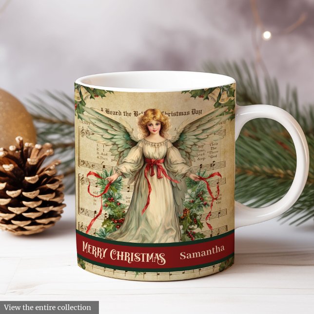 Fröhlicher Weihnachtsbecher Nostalgischer Engel Ge Kaffeetasse (Merry Christmas Mug Nostalgic Angel Gift for Her)