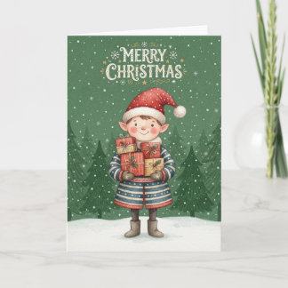 Fröhlicher Weihnachtself Feiertagskarte