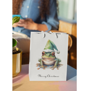 Fröhlicher Weihnachtsfrosch, individuell Mittlere Geschenktüte