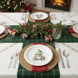 Fröhlicher Weihnachtsfrosch, individuell Pappteller