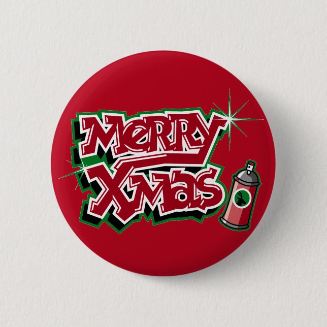 Fröhlicher WeihnachtsGraffitiknopf Button (Vorderseite)