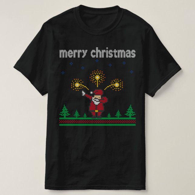 fröhlicher Weihnachtsklaus Ugly Christmas Sweater T-Shirt (Design vorne)