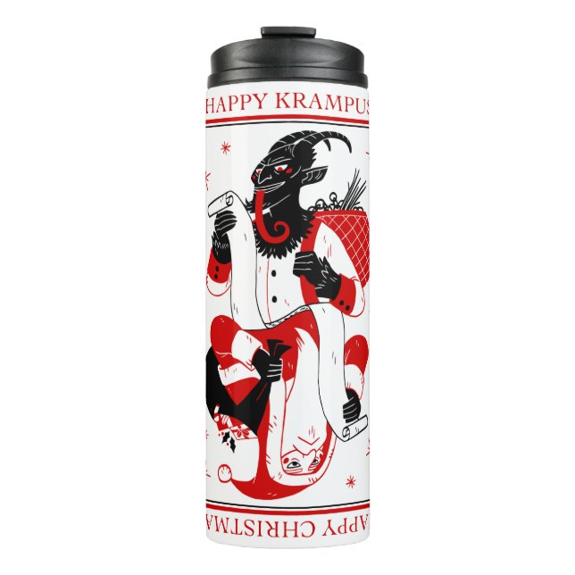 fröhlicher Weihnachtskrampf Thermosbecher (Vorderseite)