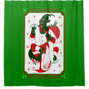 fröhlicher Weihnachtskrampus santa Duschvorhang
