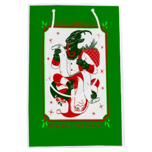 fröhlicher Weihnachtskrampus santa Mittlere Geschenktüte