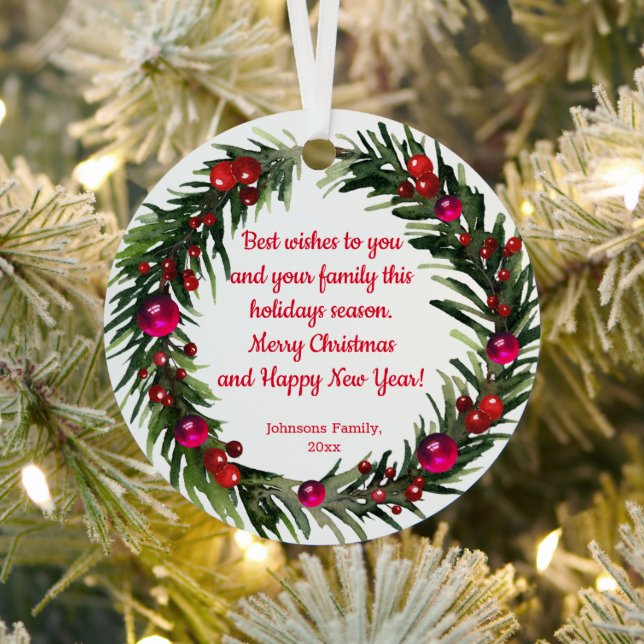 fröhlicher Weihnachtskranz Ornament Aus Metall (InSitu)