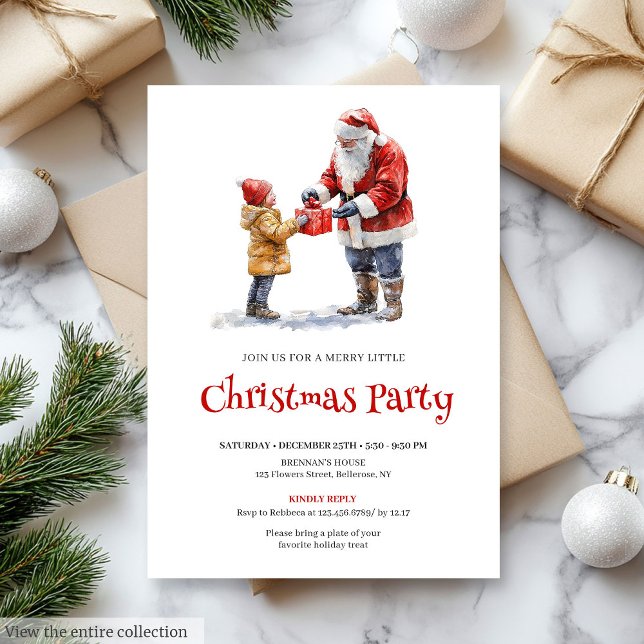 Fröhlicher Weihnachtsmann Bearbeitbare Kinderparty Einladung (Merry Santa Editable Kids Holiday Party Invite

)