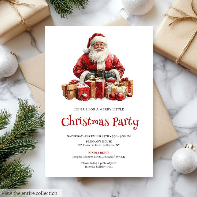 Fröhlicher Weihnachtsmann Bearbeitbare Weihnachtsf Einladung (Merry Santa Claus Editable Christmas Party Invitation

)