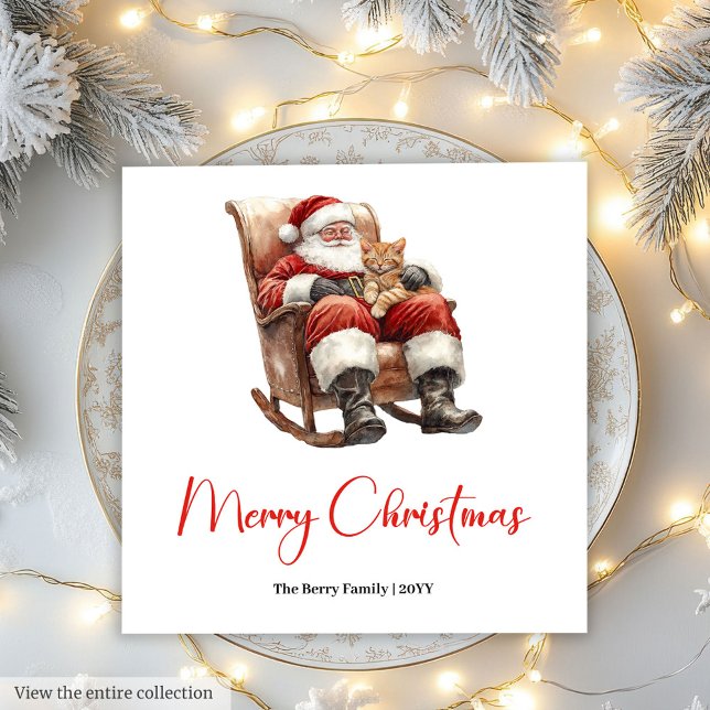 Fröhlicher Weihnachtsmann Benutzerdefinierbare edi Serviette (Merry Santa Claus Custom Editable Christmas Napkin)