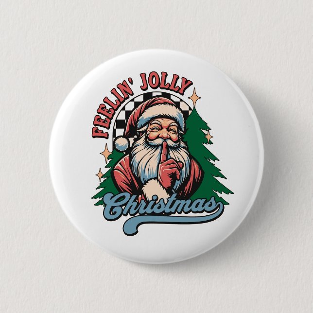 Fröhlicher Weihnachtsmann Button (Vorderseite)
