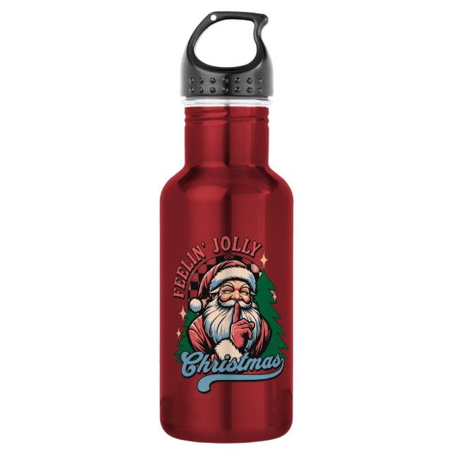 Fröhlicher Weihnachtsmann Edelstahlflasche (Vorderseite)
