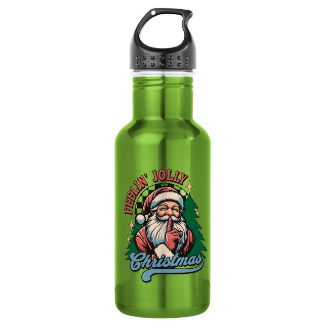 Fröhlicher Weihnachtsmann Edelstahlflasche (Vorderseite)