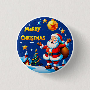Fröhlicher Weihnachtsmann-Gruß Button