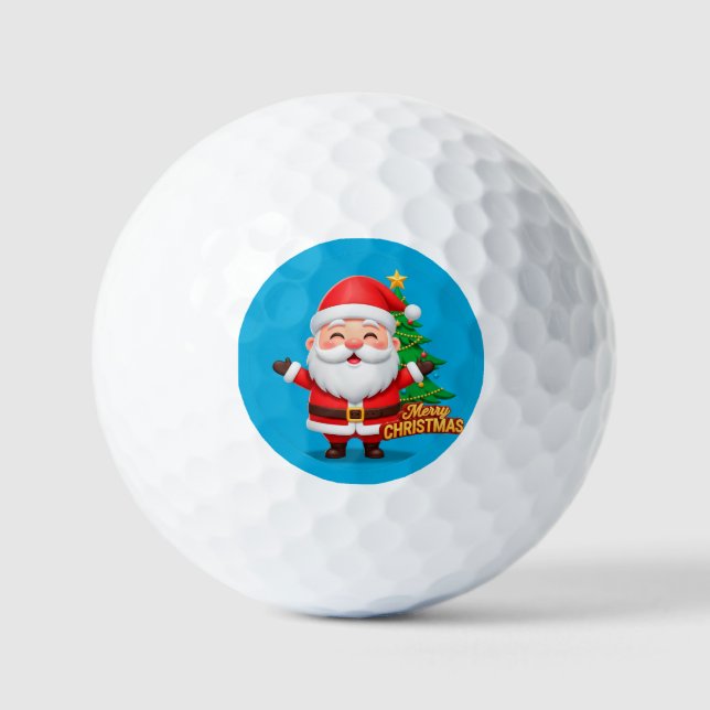 Fröhlicher Weihnachtsmann-Gruß Golfball (Vorderseite)