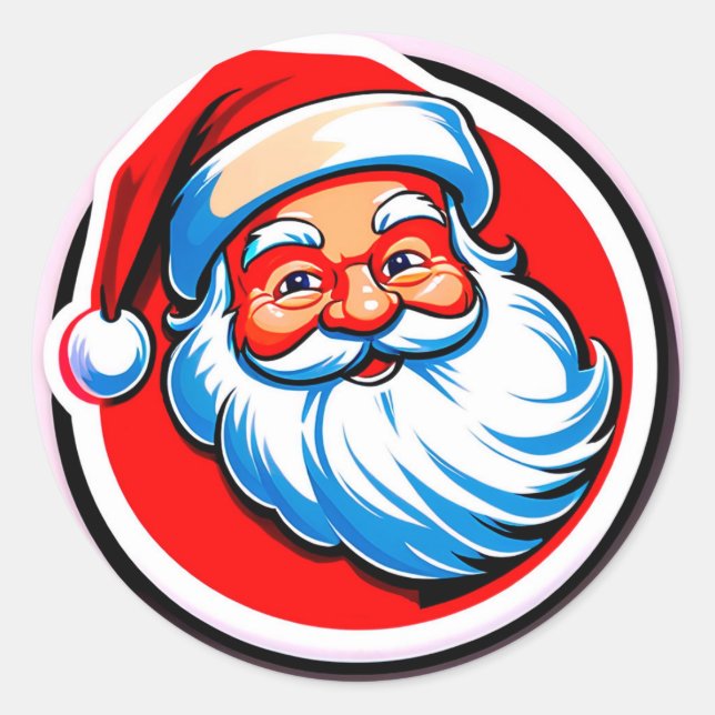 Fröhlicher Weihnachtsmann-Gruß Runder Aufkleber (Vorderseite)