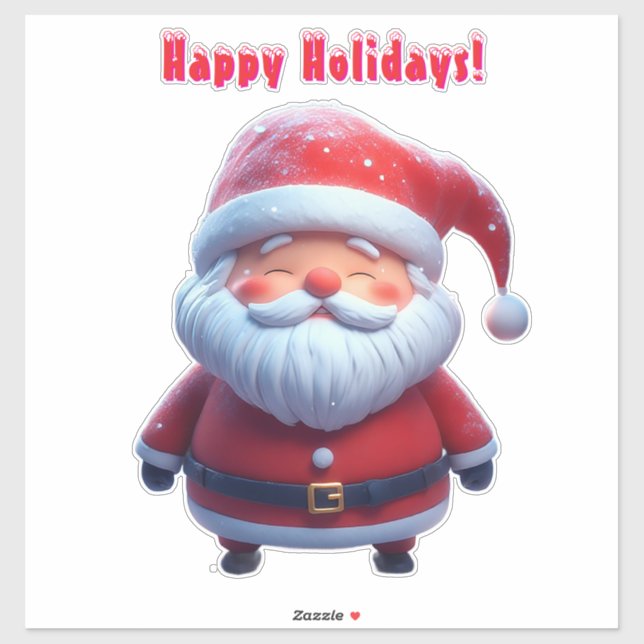 Fröhlicher Weihnachtsmann im Schneewald Aufkleber (Blatt)