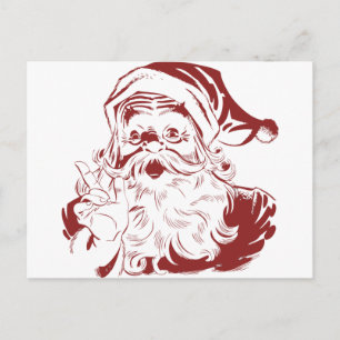Fröhlicher Weihnachtsmann in rotem Spaß Retro Froh Feiertagspostkarte
