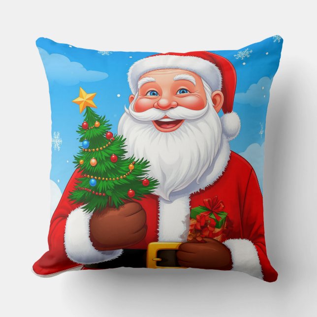 Fröhlicher Weihnachtsmann Kissen (Vorderseite)
